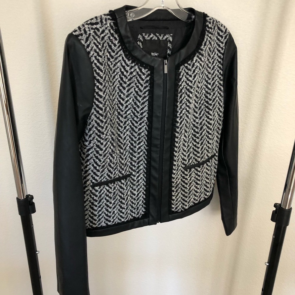 Grey & Black Faux Leather Jacket
